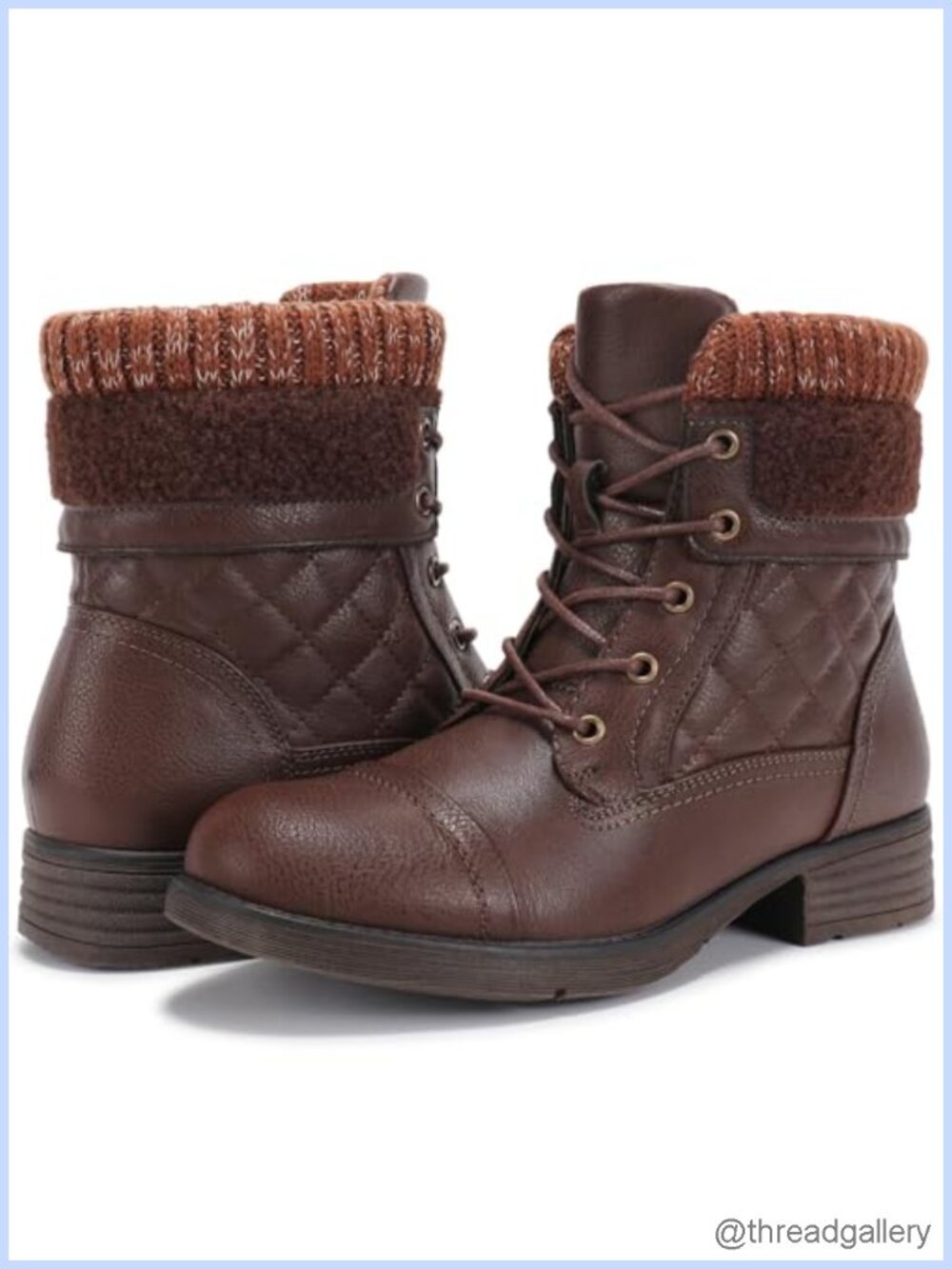 Combat Boots Lace Up Ankle Booties Side Zipper Faux Leather Winter